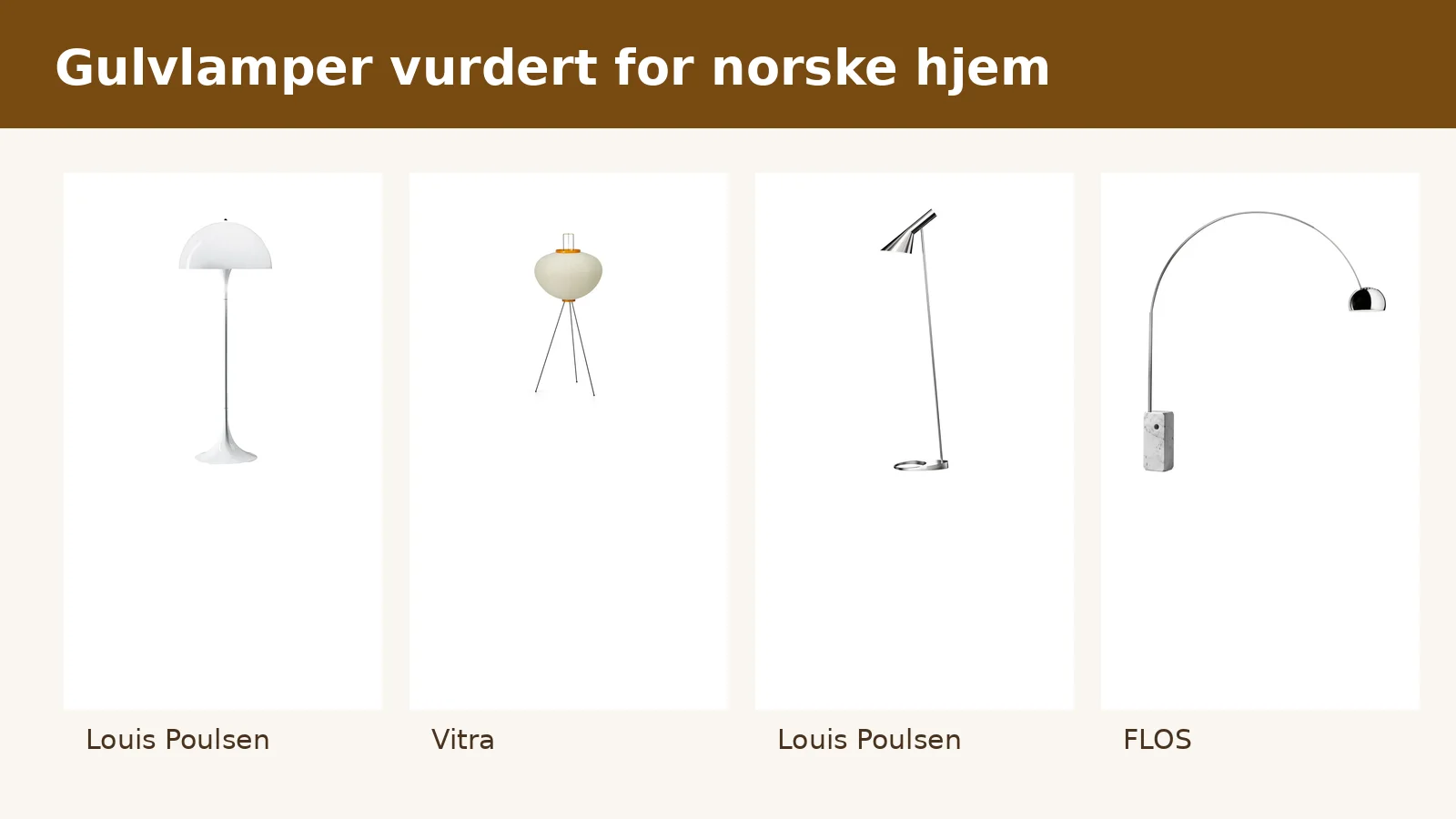 Fire utvalgte gulvlamper for stue, lesekrok og stemningslys